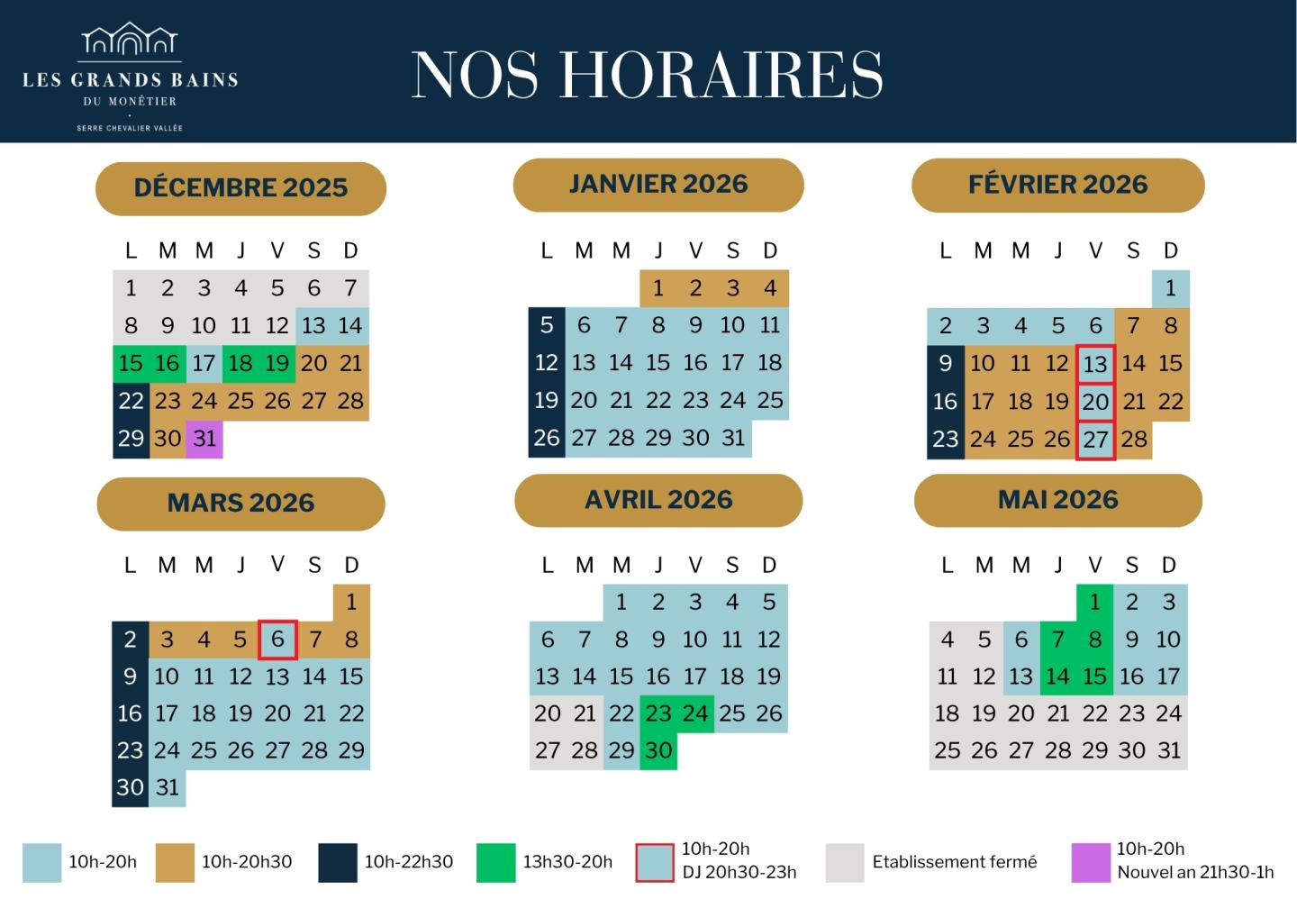 HORAIRES HIVER 25.26