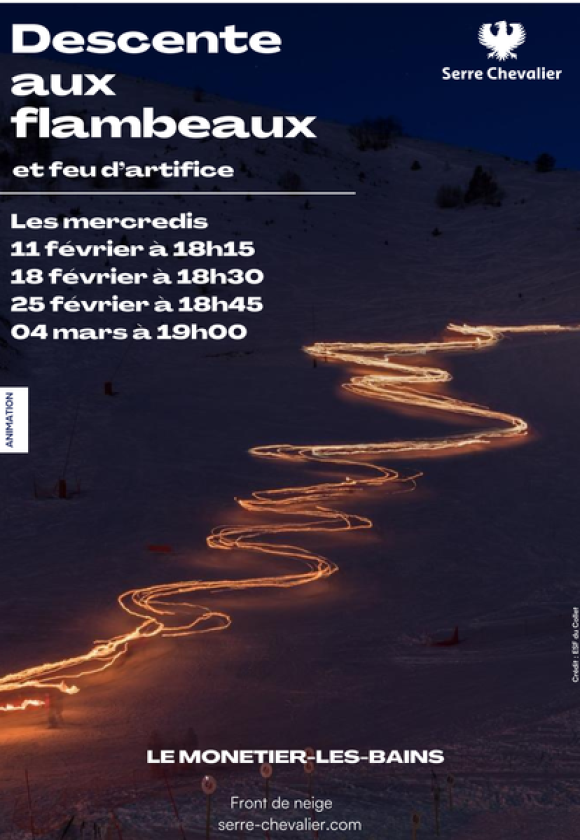 Descente aux flambeaux ESF et feu d'artifice_Le Monêtier-les-Bains