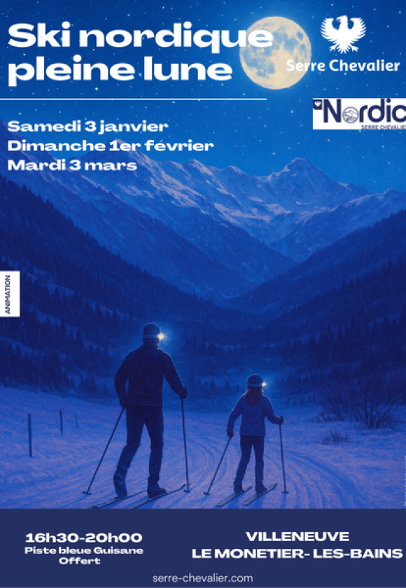 Ski nordique sous la pleine lune_Le Monêtier-les-Bains