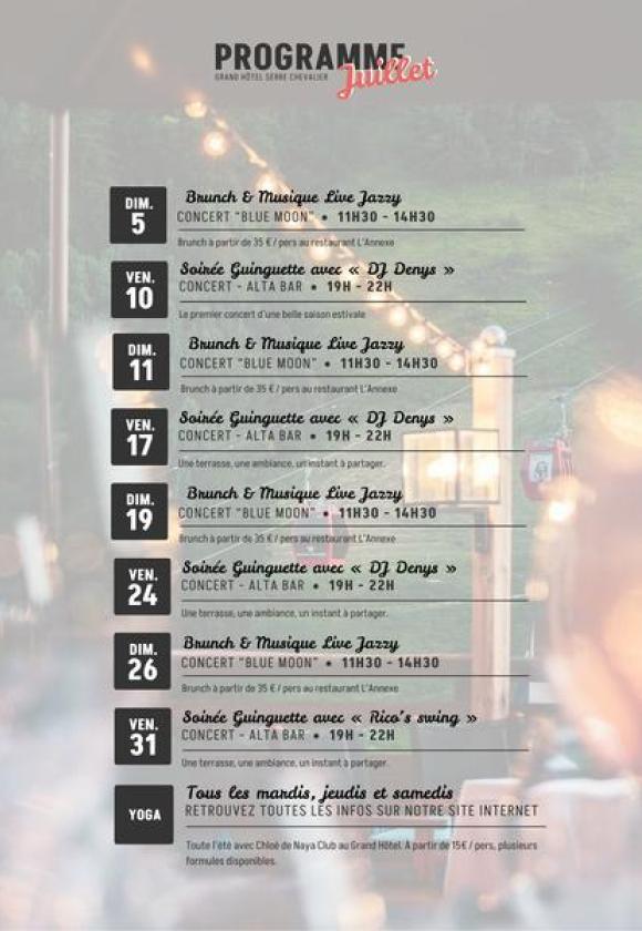 Programme juillet