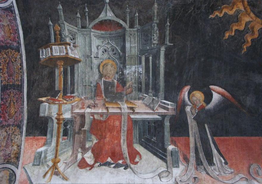 Peintures murales du 15e siècle : saint Matthieu