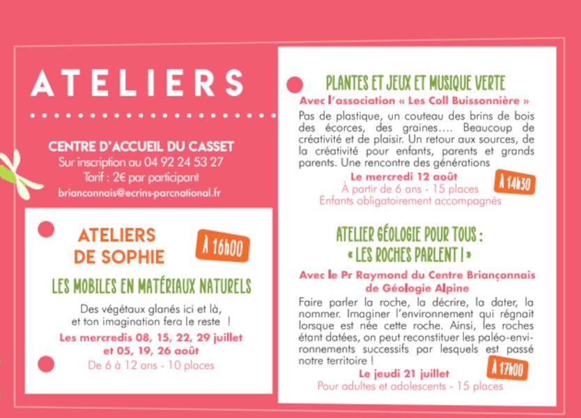 Les ateliers du Parc National des Ecrins au Casset_Le Monêtier-les-Bains